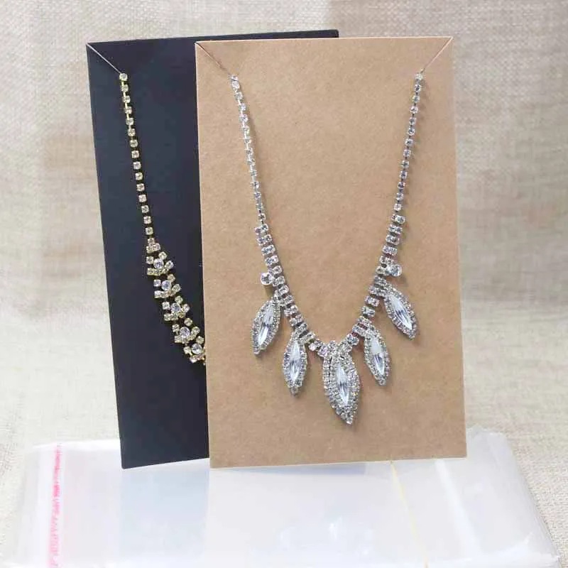 

2018 Hot Zerong large costume necklace display card big jewelry package show card black /kraft color 100pcs per lot 15.5*9.5cm