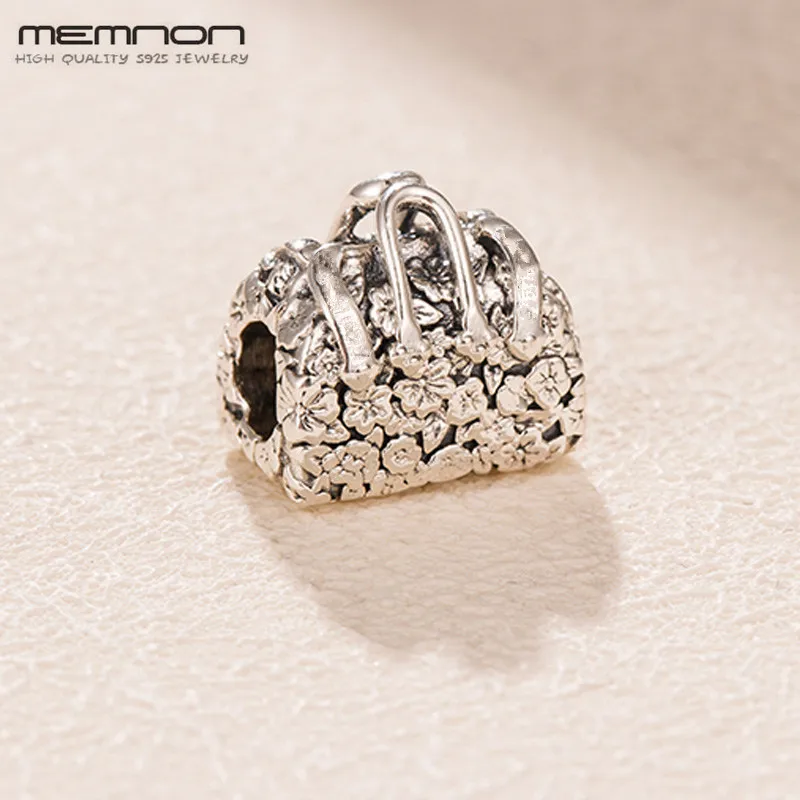 Memnon новый мультфильм 925 Стерлинговое Серебро цветок сумка шармы подходят бусины