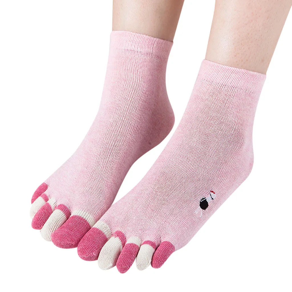 

Women Print Cat Multicolor Toe Socks Five Finger Thick Socks Warmer Cotton Funny Socks new year gift Y730