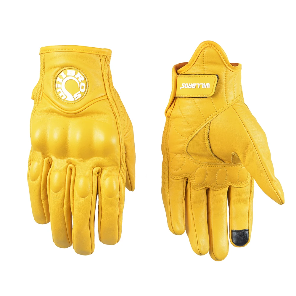 

Willbros New One Motorcycle Mountain Bicycle Glove Motocross Genuine Leather Yellow Gloves For Men
