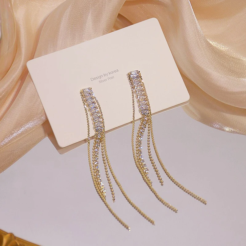 

Fashion Tassel Long Earrings for Women Designer Creativity Luxury Jewelry Micro-inlaid AAA Zircon Advanced S925 Needle