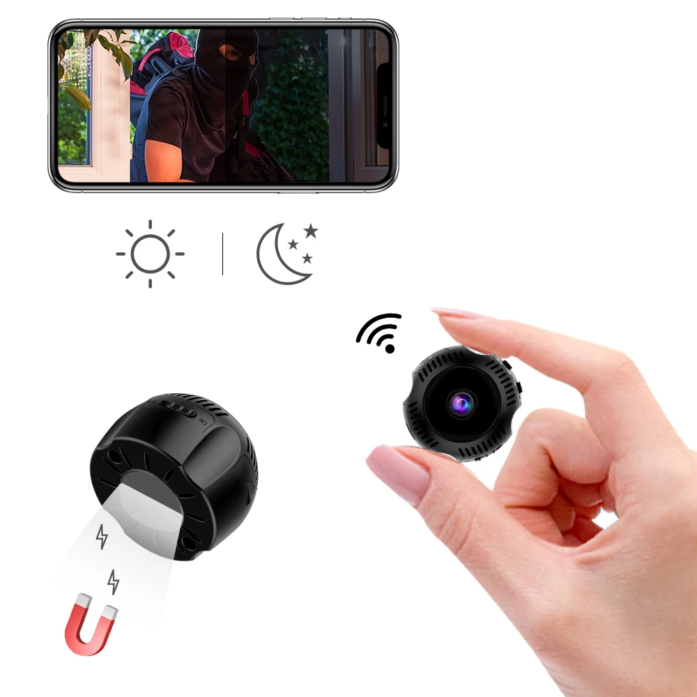 

Wearable Wireless Mini WIFI Camera HD 4K 1080P Micro LED Video IP Camera Infrared Night Vision Network Intelligent Monitoring