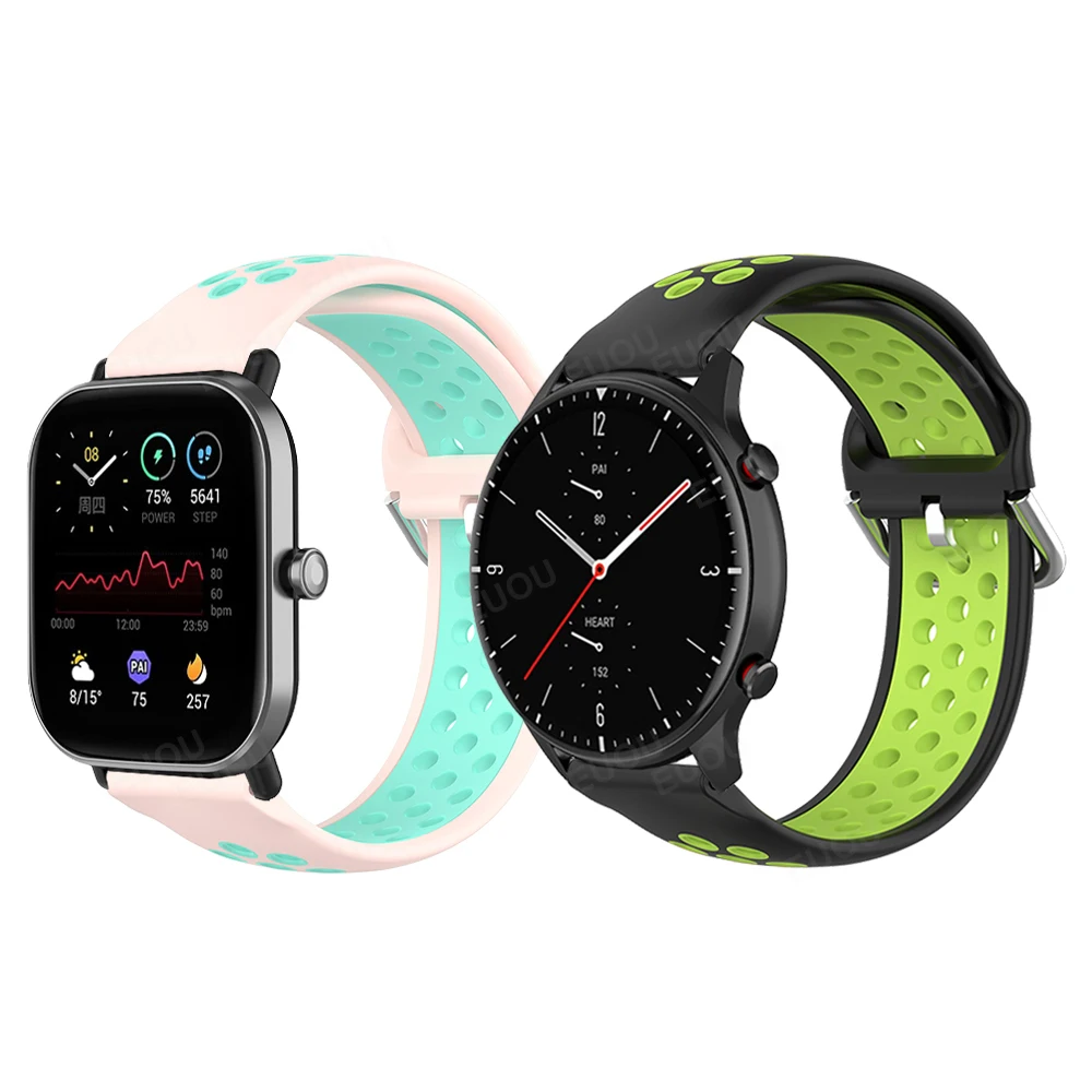 For Xiaomi Huami Amazfit GTR 2 2e Silicone Band Strap Sport Wristband For Amazfit Stratos 3 GTS 2 mini Bip U Watchband Bracelet
