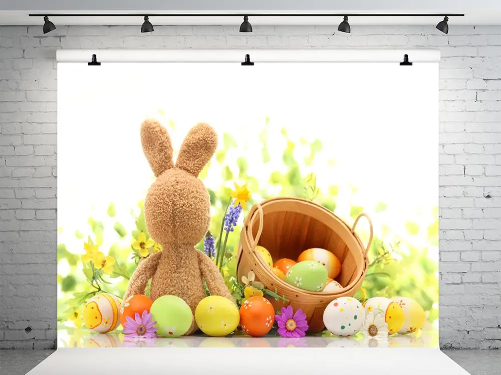 

VinylBDS 150x220cm Easter Photography Backdrops Flower Egg Frames Fundo Fotografico Easter Day Backgrounds For Photo Studio
