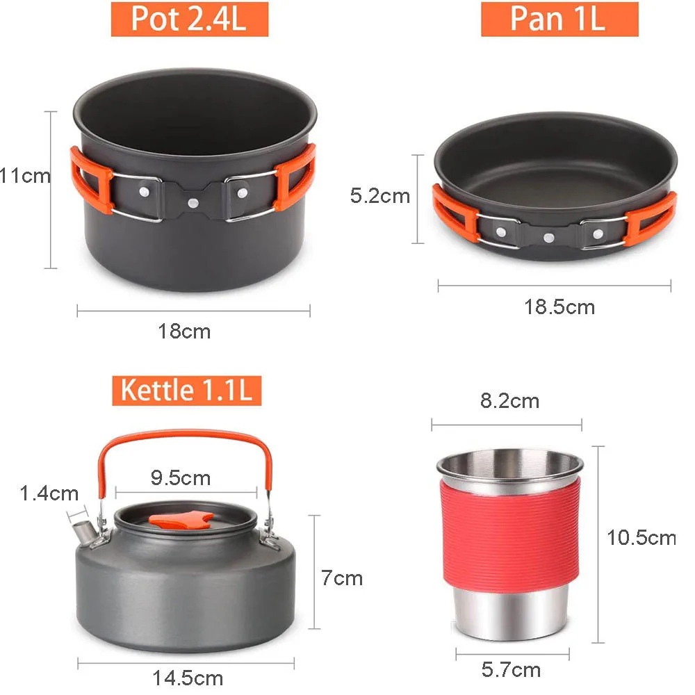 

Camping Travel Equipment Tableware Cookware Kit Pots Burner Gas Stove Accessories Kitchen Utensils Sets Picnic BBQ Supplies