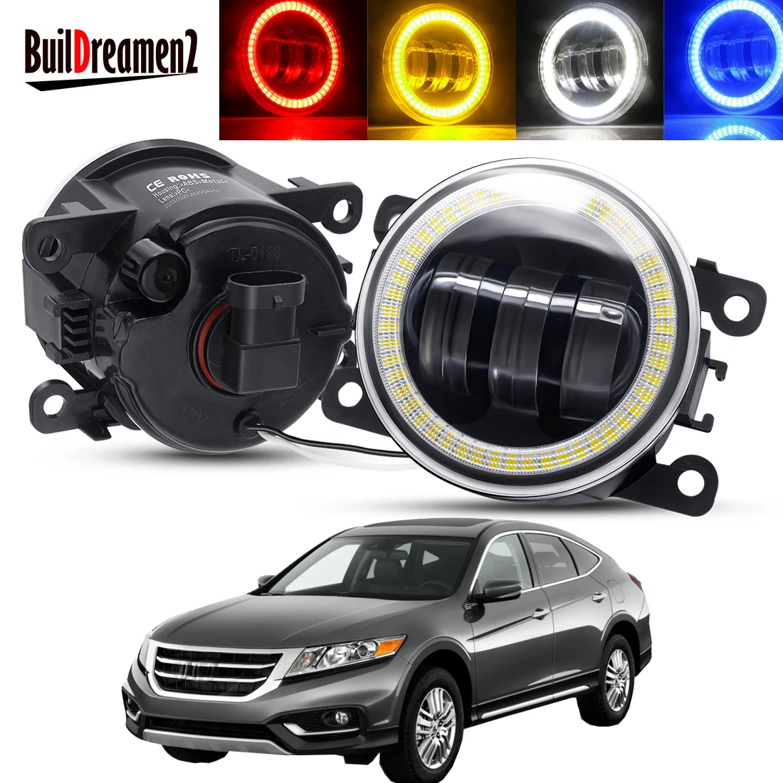 

2 X передний бампер автомобиля Ангел глаз туман светильник в сборе для Honda Crosstour 2013 2014 2015 светодиодный объектив DRL Противотуманные фары Дневны...