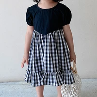 dress 2021 new summer stitching plaid dress party dress kid clothes children dress girl clothes for 2 6 years