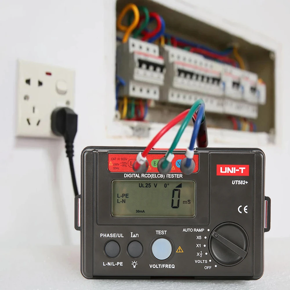 UNI T UT582 + цифровой RCD (УЗО) Тесты er выключатель утечки Напряжение погоды 30V ~ 600V время