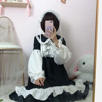 japanese lolita dress sweet cute kawaii girls op princess maid vintage ruffles dress women gothic long sleeve black party dress