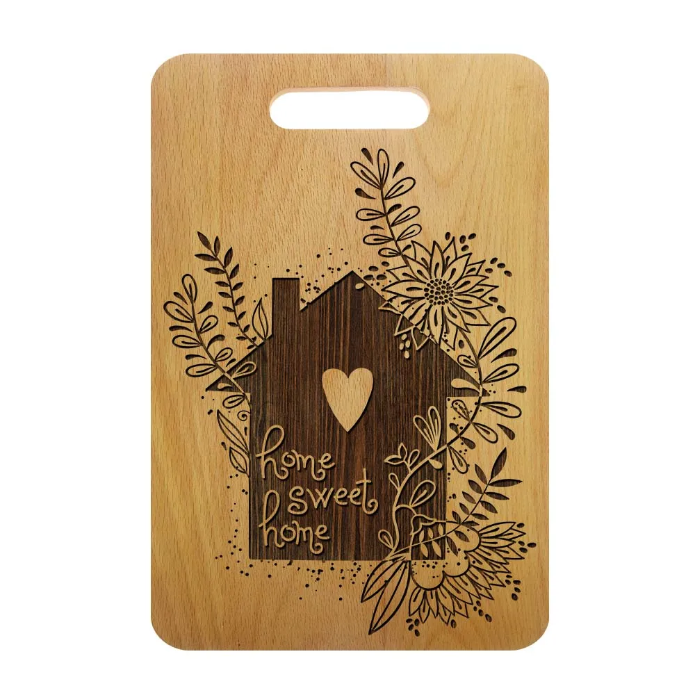 Цветочный дом сладкий разделочная доска пользовательский лазер гравированная