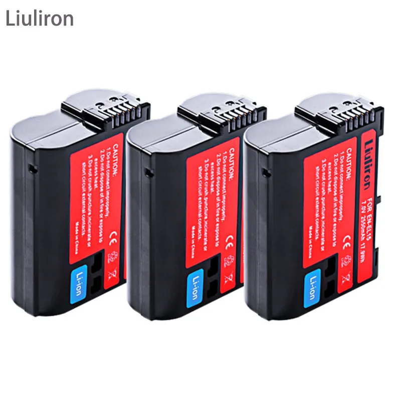 3battery Bateria EN EL15 EN-EL15A ENEL15 EN-EL15 Батарея пакет для Nikon D500 D600, D610 D750 D7000 D7100 D7200 D800 D800E D810 D810A& 1 v1 - Цвет: 3battery