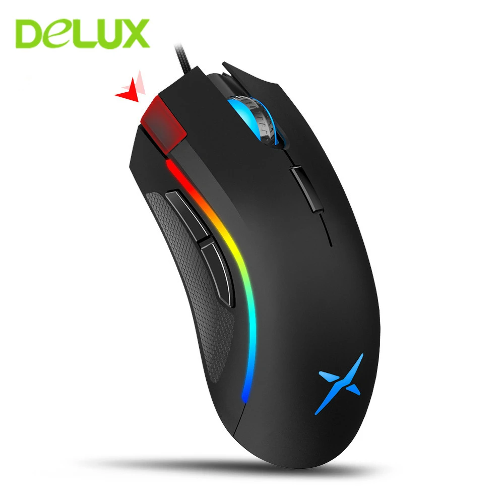 Мышь Компьютерная Delux M625 A3050 игровая с RGB подсветкой 4000 DPI 7 программируемых