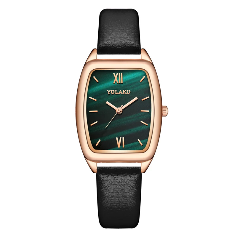 

2021 Best Selling Black Green Women Leather Strap Watches Luxury Brand Fashion Elegant Wrist Watch Relojes reloj de mujer Clock
