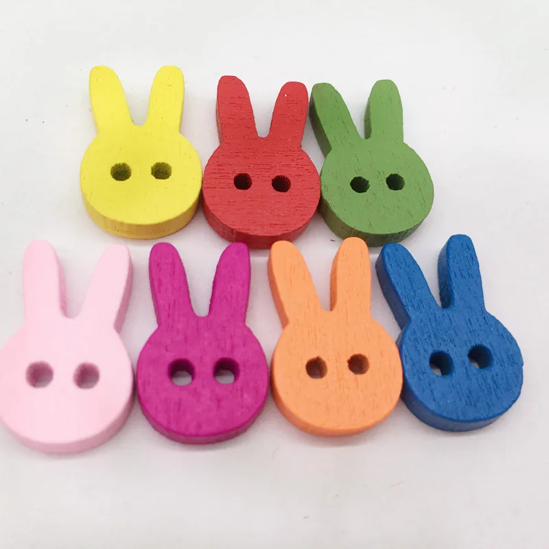 Ручная работа DIY цветные пуговицы кролика деревянные детская одежда ручной