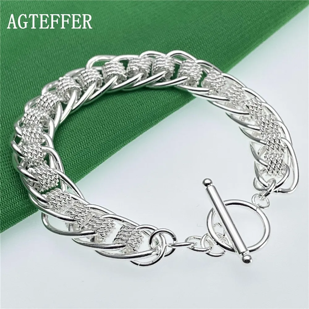 

AGTEFFER 925 Sterling Silver High Quality Lady Bracelet Many Circle Charm Bracelets Jewelry for Women Men Wholesale Wedding Gift