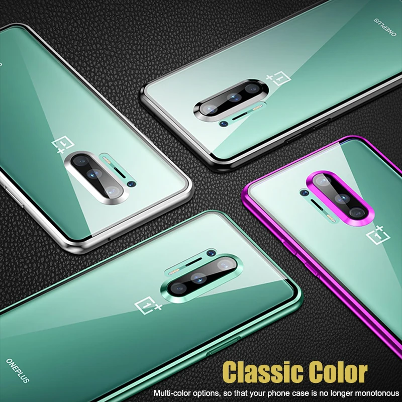 Двойное закаленное стекло магнитный металлический бампер чехол для Oneplus 8 Pro Oneplus8
