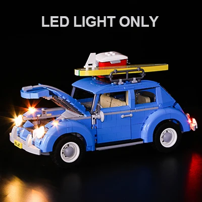 light only Создатель 21001 Volkswagen T1 ван кемпер 10220 10242 мини купер 21002 21003 жук 10252 10258 лондонский автобус 21045 строительные блоки - Цвет: light only