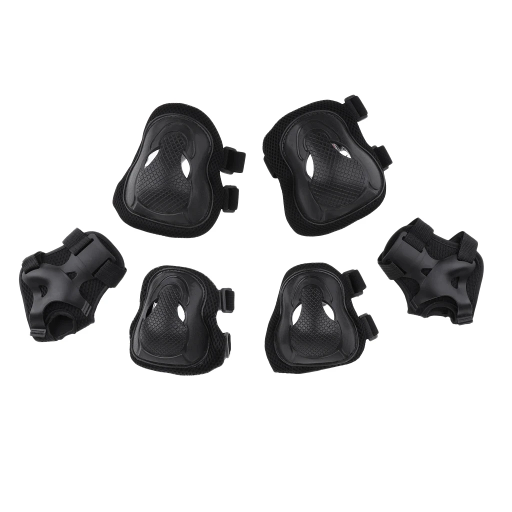 

MagiDeal 6 Pcs Adults Inline Skating Skateboard Knee Wrist Guard Elbow Pad Protective Set for roller skating scooters Gokart