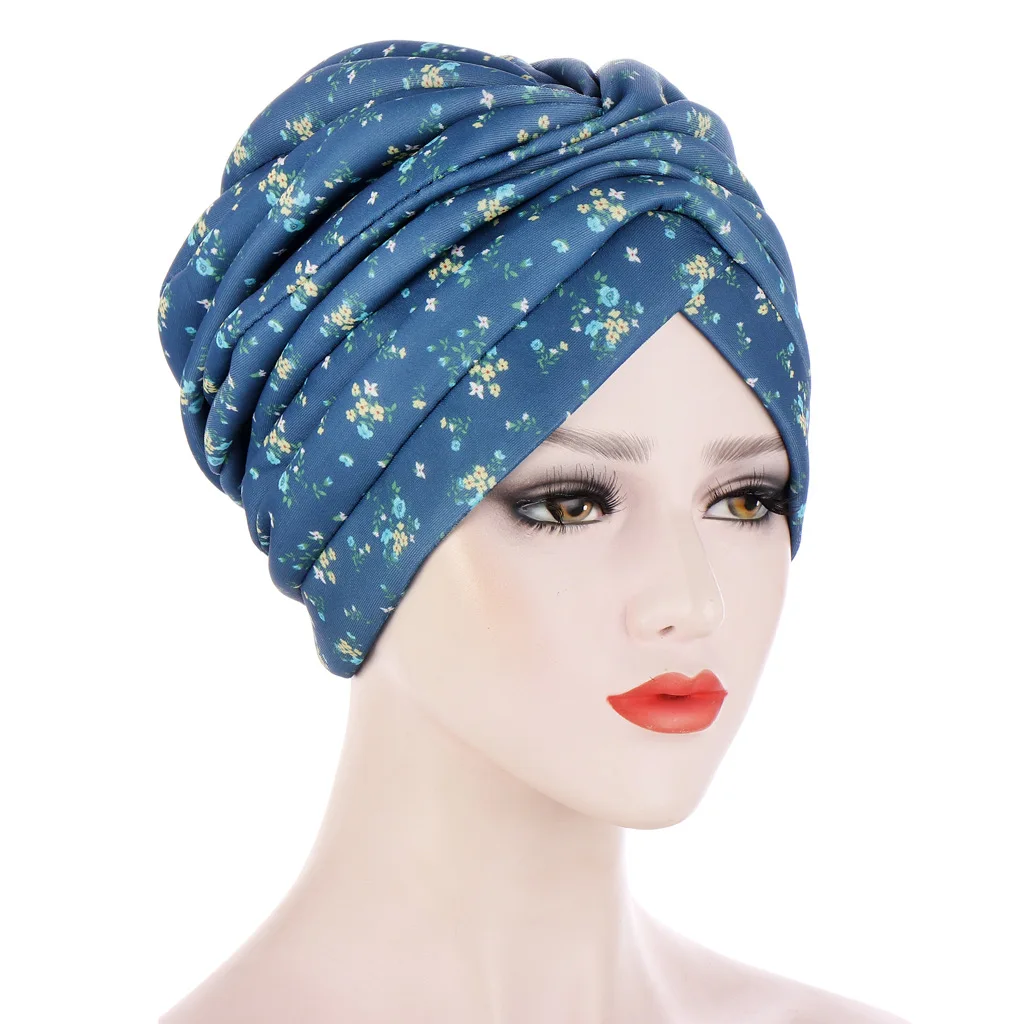 

Fashion print hand sewn Pullover ball forehead front cross headtie