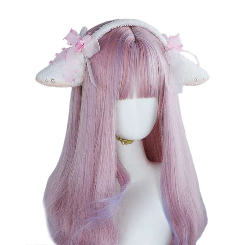 Повязка на голову для косплея с ушками ягненка бантом плюшевые овечьи уши