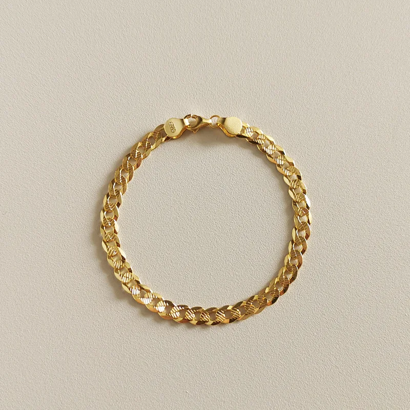 

Реальные 925 стерлингового серебра золотой цепочкой плетения Фигаро браслеты из нержавеющей стали для женщин модные браслеты с подвесками в...
