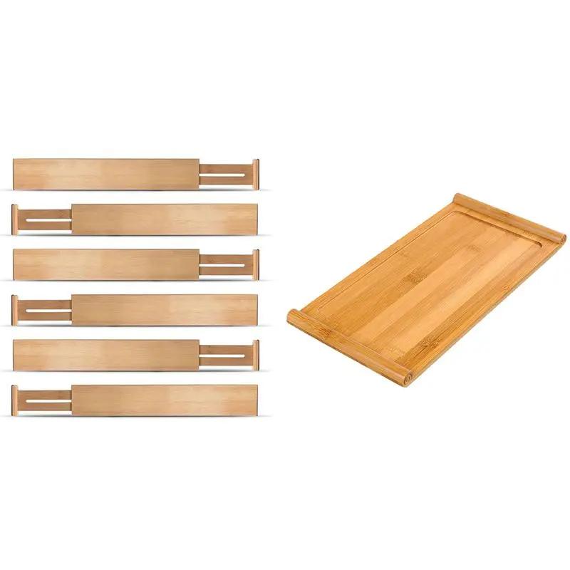 6 шт. регулируемые расширяющиеся разделители бамбуковый ящик разделительный и 1