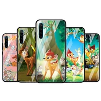 disney fawn bambi for xiaomi redmi k40 k30 k20 pro plus 9c 9a 9 8a 7 luxury shell tempered glass phone case cover