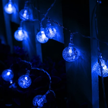 Blue 2,5 см Большой Хрустальный шар 1 м/2 м/3 м/5 м/10 м светодиодная гирлянда Сказочный светильник на батарейках Рождественский праздник свадебное украшение светильник s - Испускаемый цвет: Blue