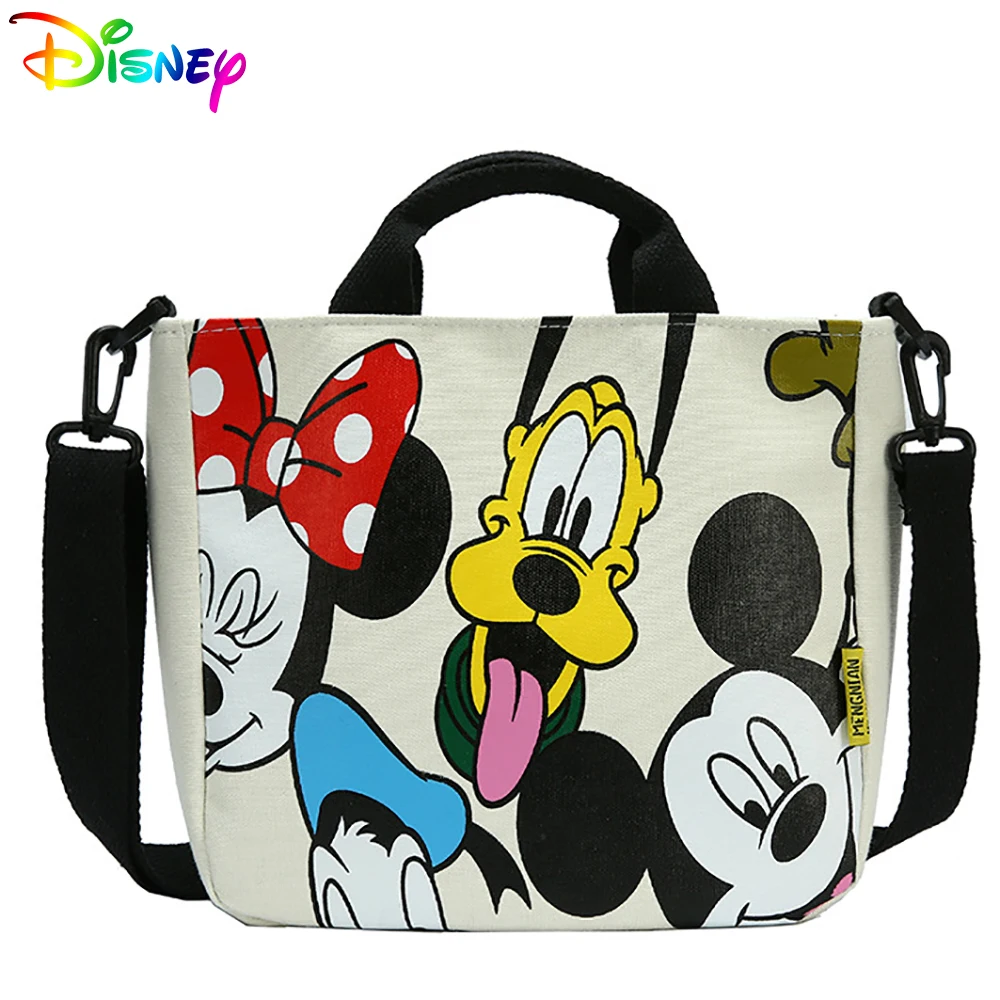 

Disney Women's Fashion Mickey Mouse Crossbody Bags For Female Minnie Cute Canvas Handbags Girls Casual Donald Duck Packages 2021