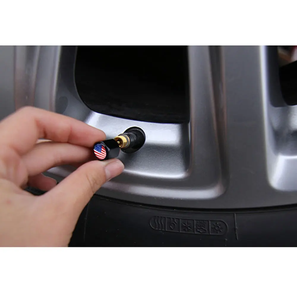 

4Pcs/Set Classic US Flag Anti-theft Chrome Car Wheel Tire Valve Stem Cap For Car/Motorcycle,Air Leakproof And Protection