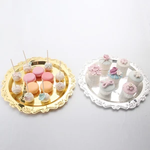 Металлическая пластина для зарядного устройства, серебристыйзолотой поднос диаметром 25 см9,8 дюйма, тарелки с гайками, милаяИзысканная подставка для торта для украшения дома и стола