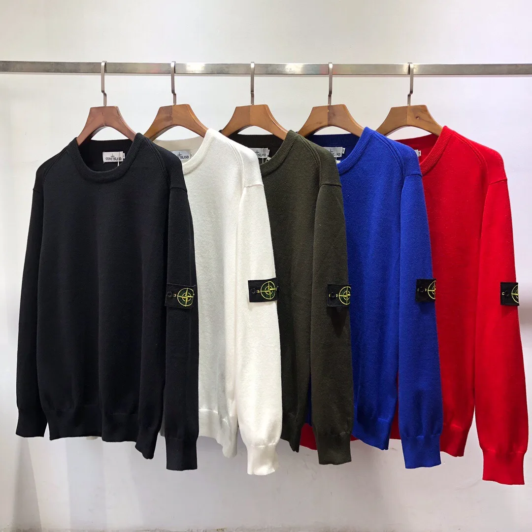 

Island Stone The New 2021 Youth Popular Round Neck Pullover Knit Men and Women Same Sweater Monochrome