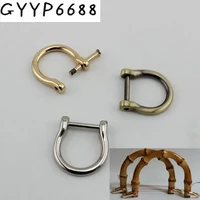 10pcs 16mm 19mm screw d ring natural bamboo handles for bags replacementretro hand made knit bag handbags hardware accessories