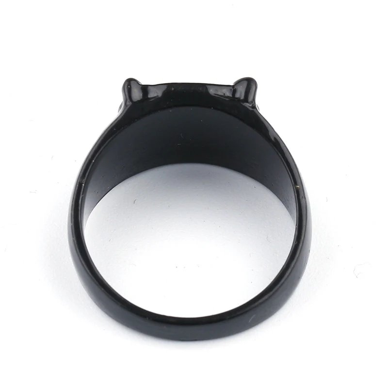Милая Божья коровка Кот мультфильм Нуар зеленый Pawprint кольцо модные черные кольца