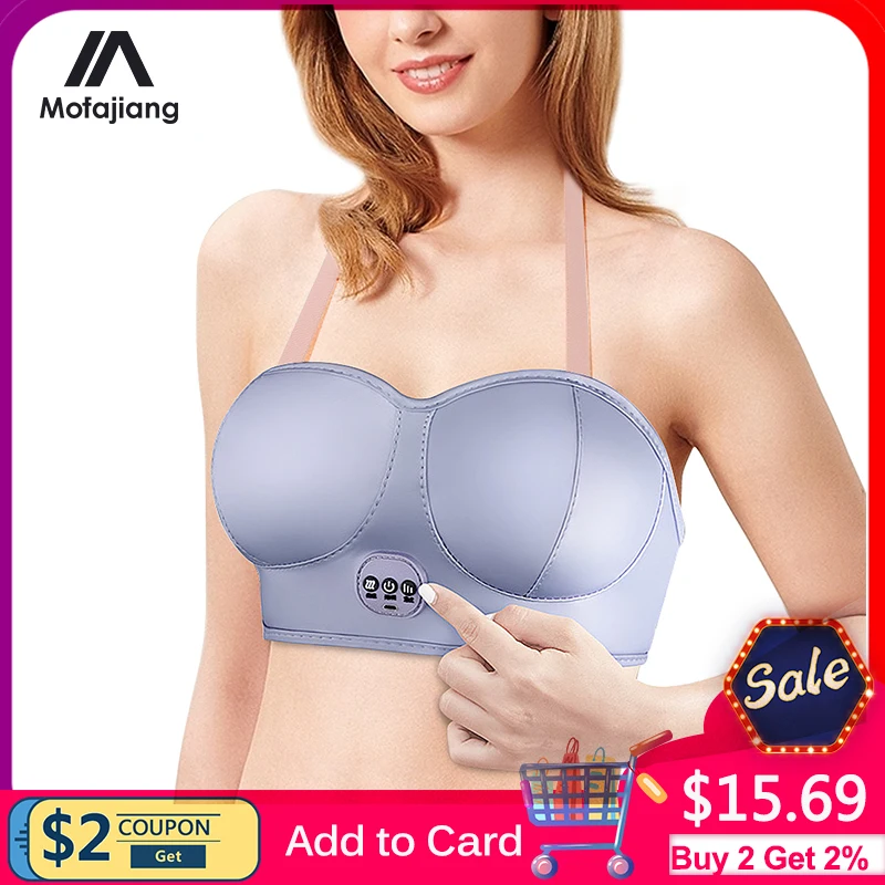 Зарядный Электрический массаж груди бюстгальтер Вибрационный массажер для рост