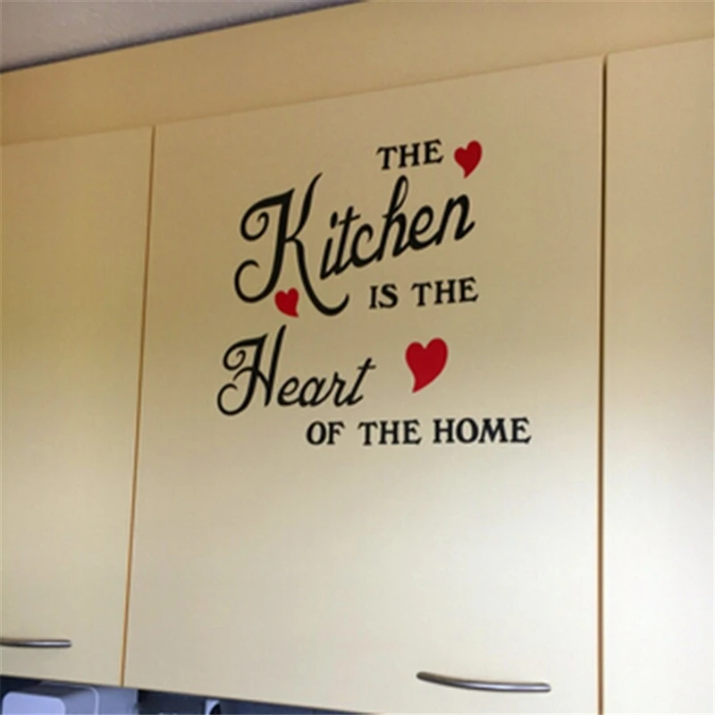 New Kitchen Is Heart Of The Home Letter Pattern Wall Sticker PVC Removable Decor DIY Art | Дом и сад