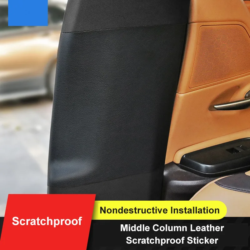 

QHCP 1Pair/Set Car Door Center Column Panel Leather Modified Interior Anti Kick Anti-Scratch Stickers For Lexus ES200 260 300H