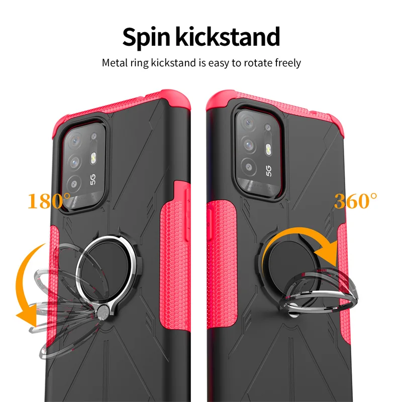 Phone Cover For OPPO A94 5G Case For OPPO A94 5G Capas PC Shockproof Stander Ring Magnetic Holder Cover ForOPPO A94 5G Fundas