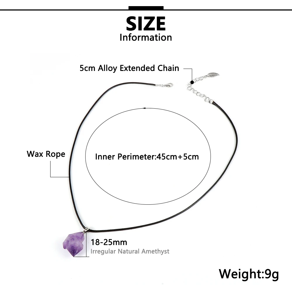 Женское ожерелье с подвеской из натурального камня аметиста необычное