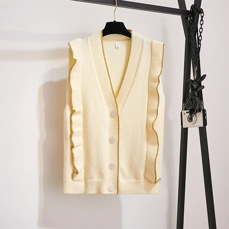 НОВЫЙ свободный свитер с v-образным вырезом жилет пальто комплект | Женская