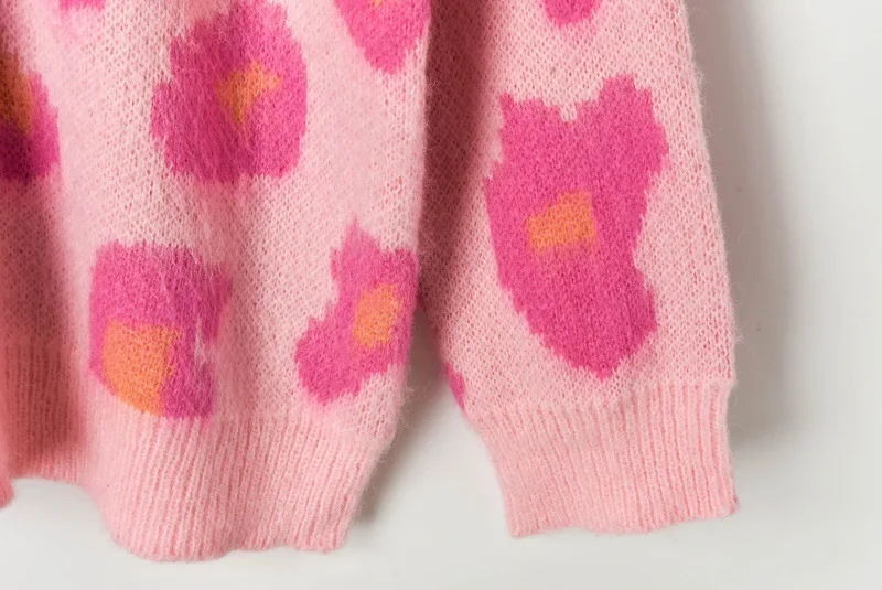 Женский мохеровый кардиган 2019 lazy oaf розовый Леопардовый длинный вязаный свитер