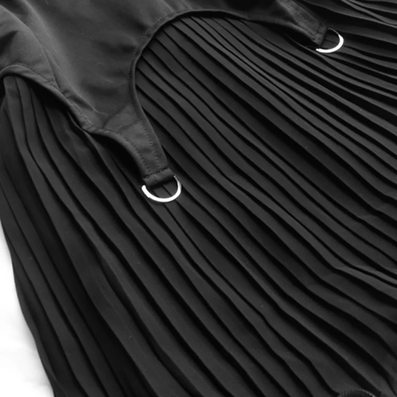 

Fashion Summer Dress Women V Neck Sleeveless Solid Pleated High Waist Party Dress Vintage Patchwork K2Y Holiday Mini Dress