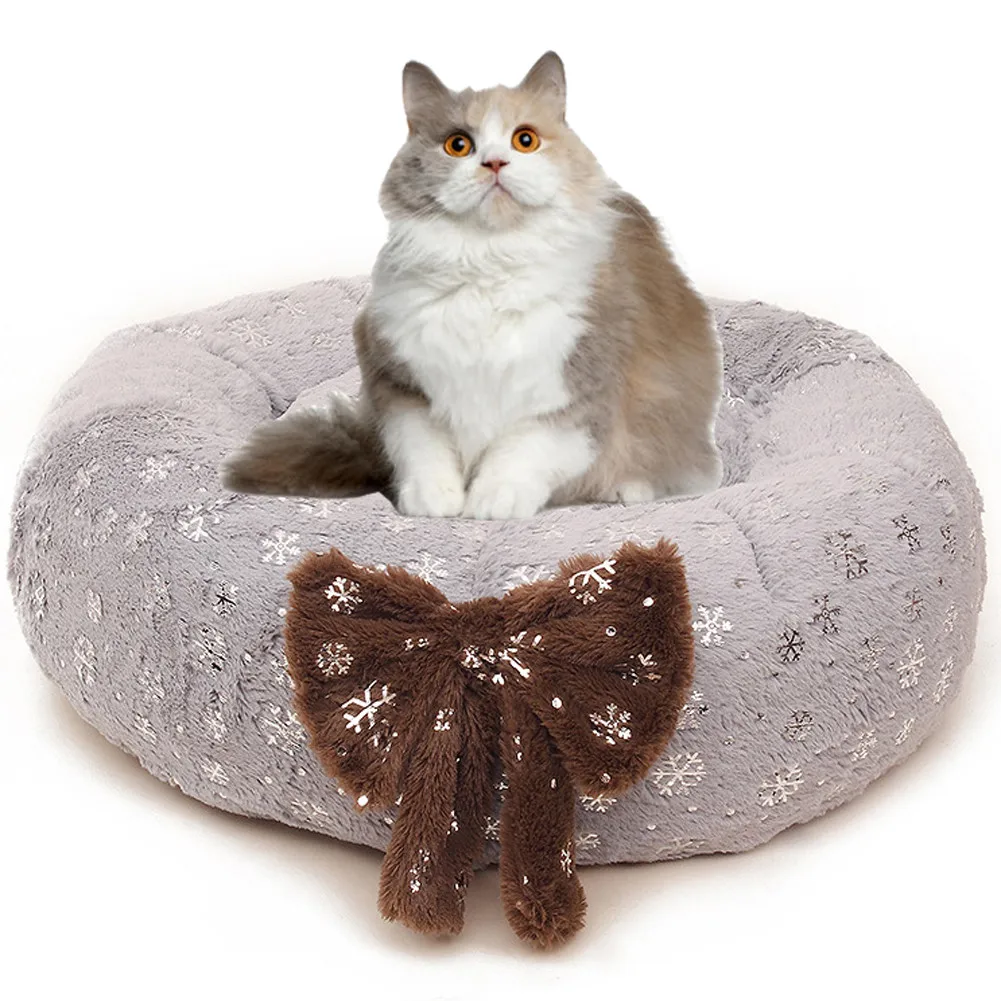 

Round Snowflake Plush Dog Kennel Cat House Nest Bed Bench Mat Puppy Cushion Sofa For Large Dogs Cats Winter Warm Sleeping Bag
