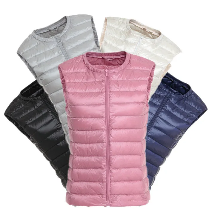 

2020 New Autumn Women Ultra Light Down Vest White Duck Down Coat Parka Ladies Sleeveless Waistcoat Plus Size 3XL