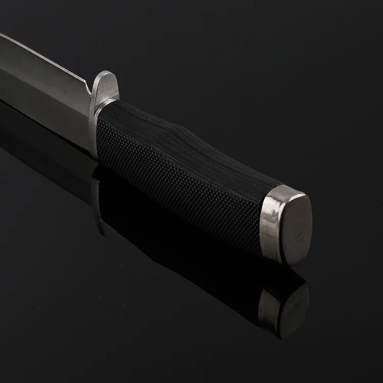 

outdoor camping fixed blade Stainless steel survival knife silver tactical sheath knife black with rubber handle