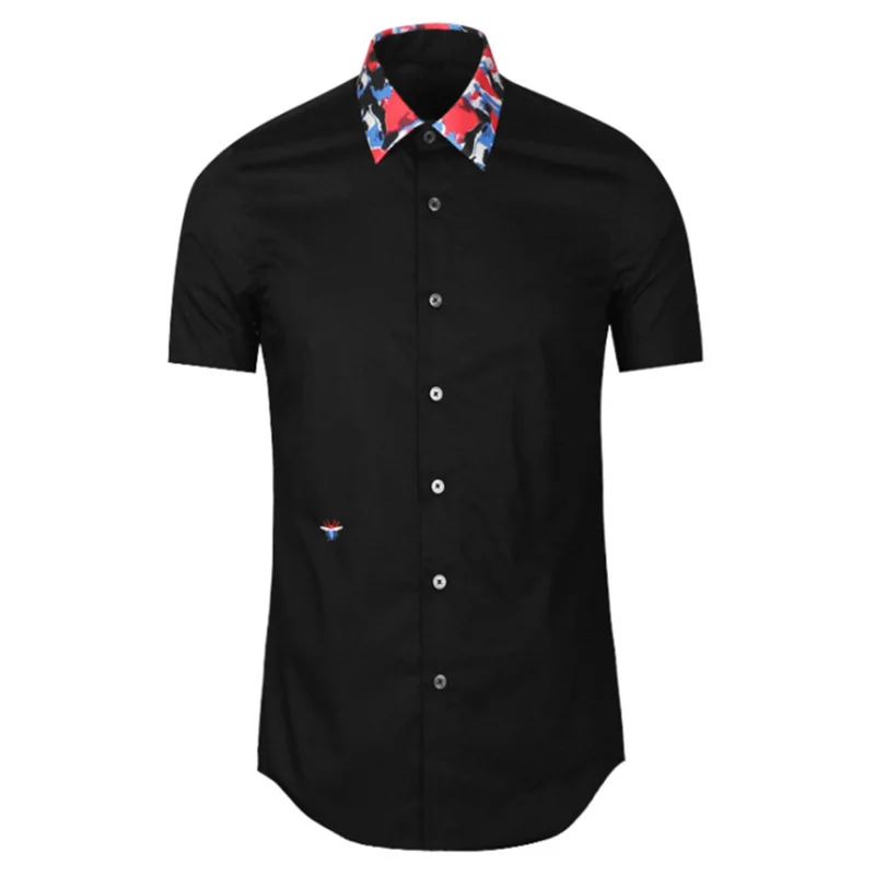 

New 2021 Luxury Men Classic Camouflage Embroidered Bee Spide Fashion Cotton Casual Shirts Shirt High Quality Short Sleeves A54