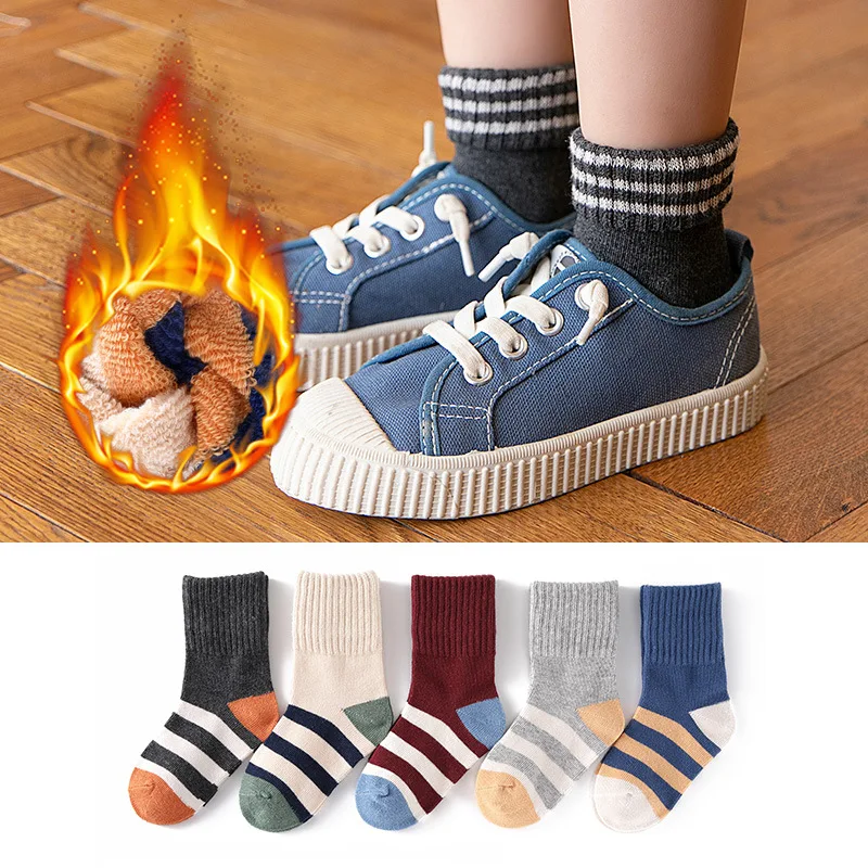 

New Autumn winter Children Socks Cotton Boys ankle Socks Girls short Socks 1-12 Year Kids Socks keep warm 5Pairs / Lot