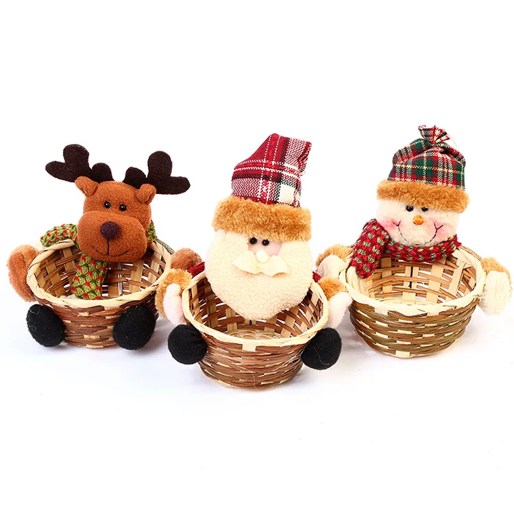 Рождественская бамбуковая корзина Рождественское украшение для хранения дома