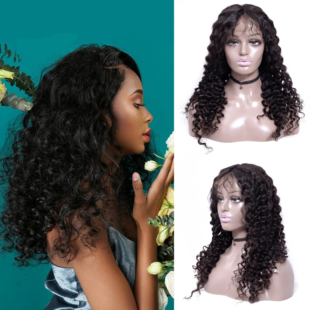 Deep Wave Frontal Wigs 13X4 Human Hair Pre Plukced with Baby Hair Lace Front Wigs 4X4 Closure Wigs For Black Women