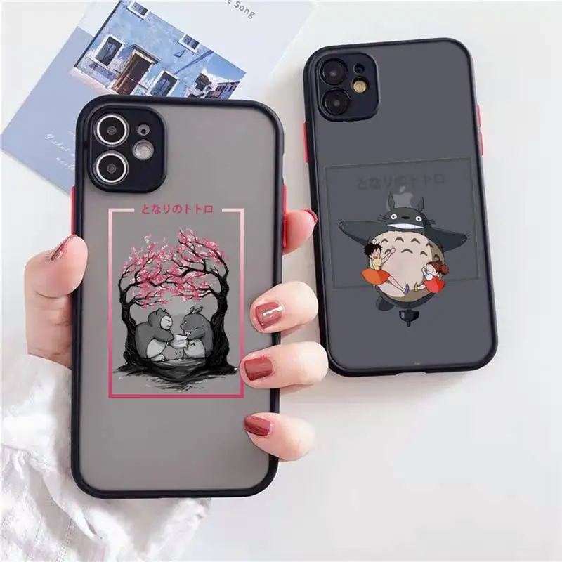 

My Neighbor Totoro Phone Case Matte Transparent for iPhone 7 8 11 12 s mini pro X XS XR MAX Plus Clear mobile bag Soft shell